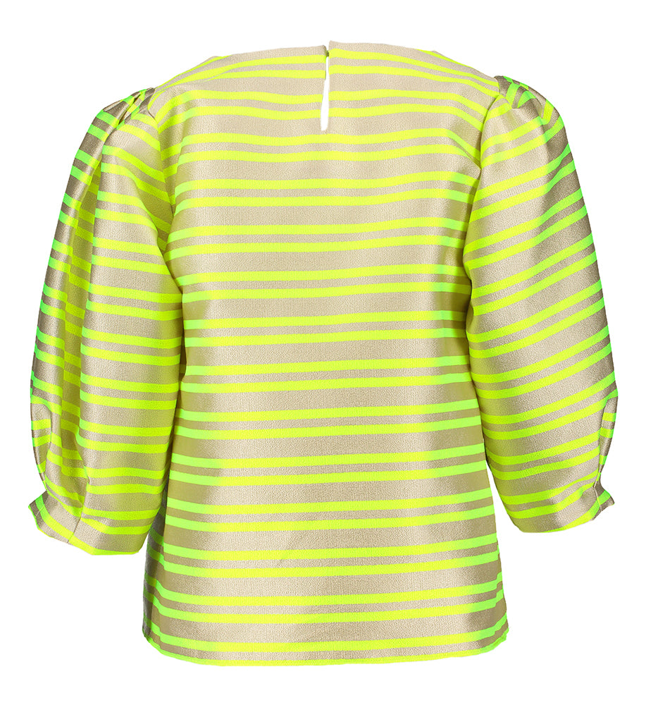 Beige bloes met fluo gele strepen Helga Xandres