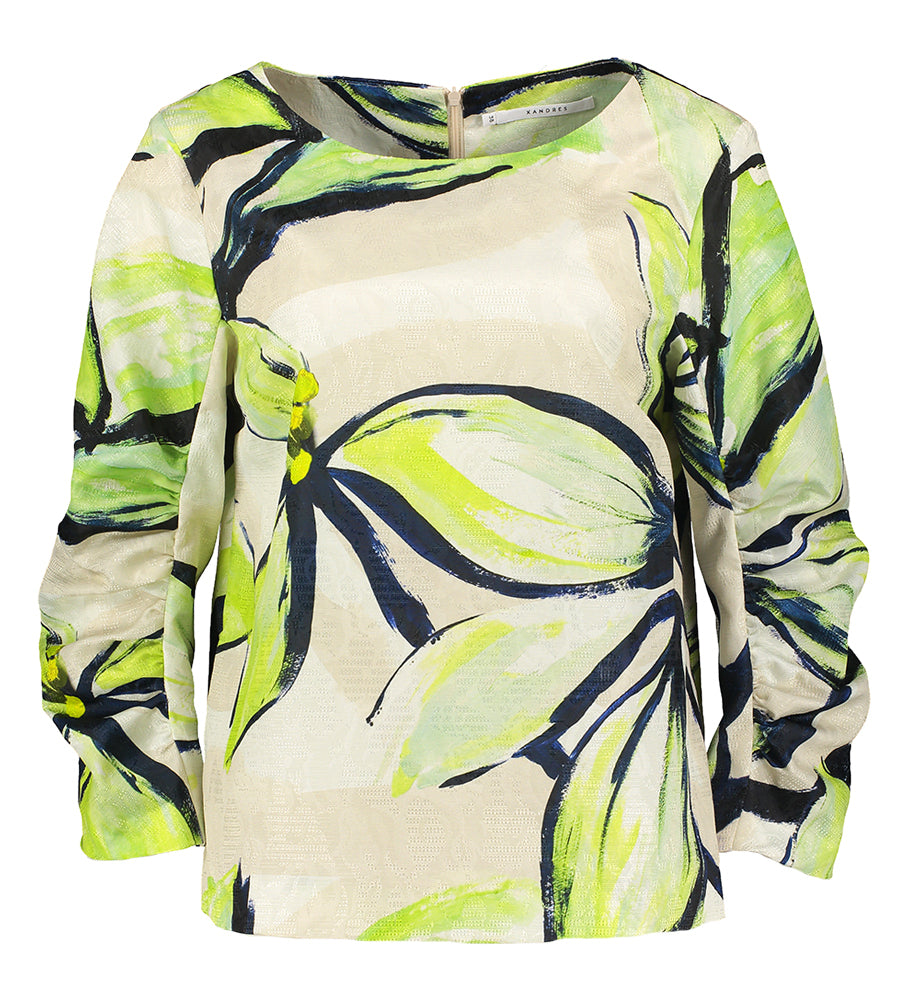 Groene bloes met bloemenprint
