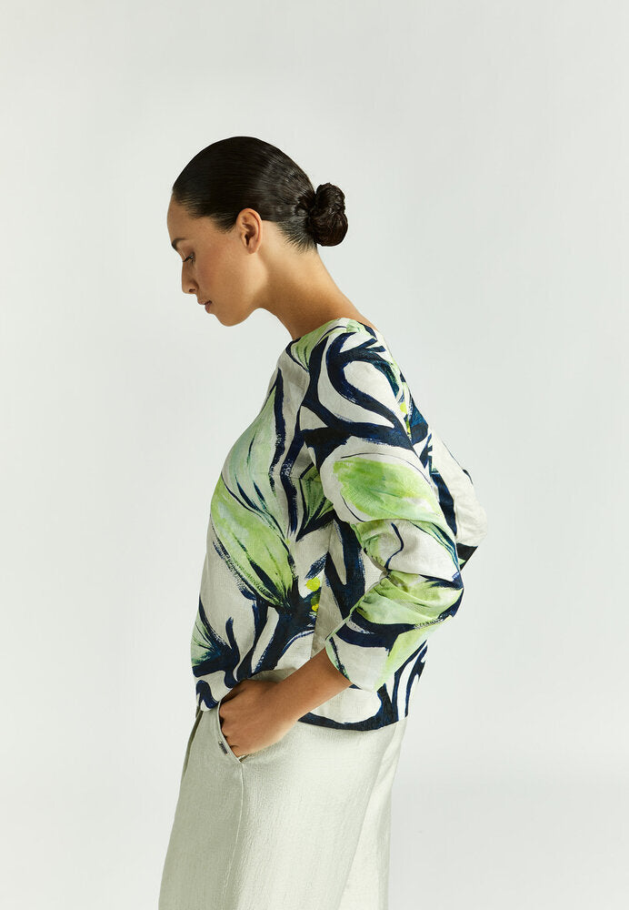 Chemisier vert à imprimé floral