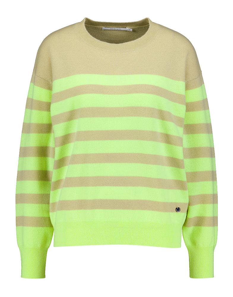 Pull taupe à rayures vertes Kerlijne Xandres