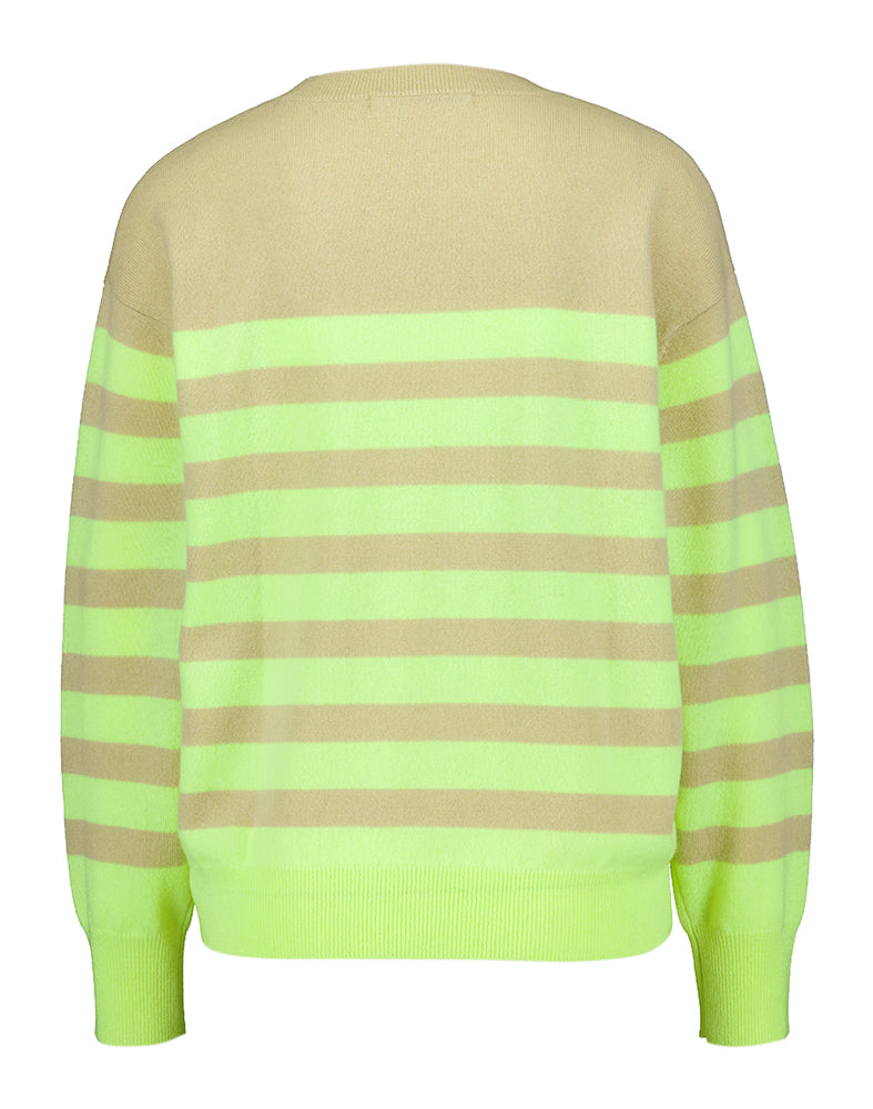 Pull taupe à rayures vertes Kerlijne Xandres