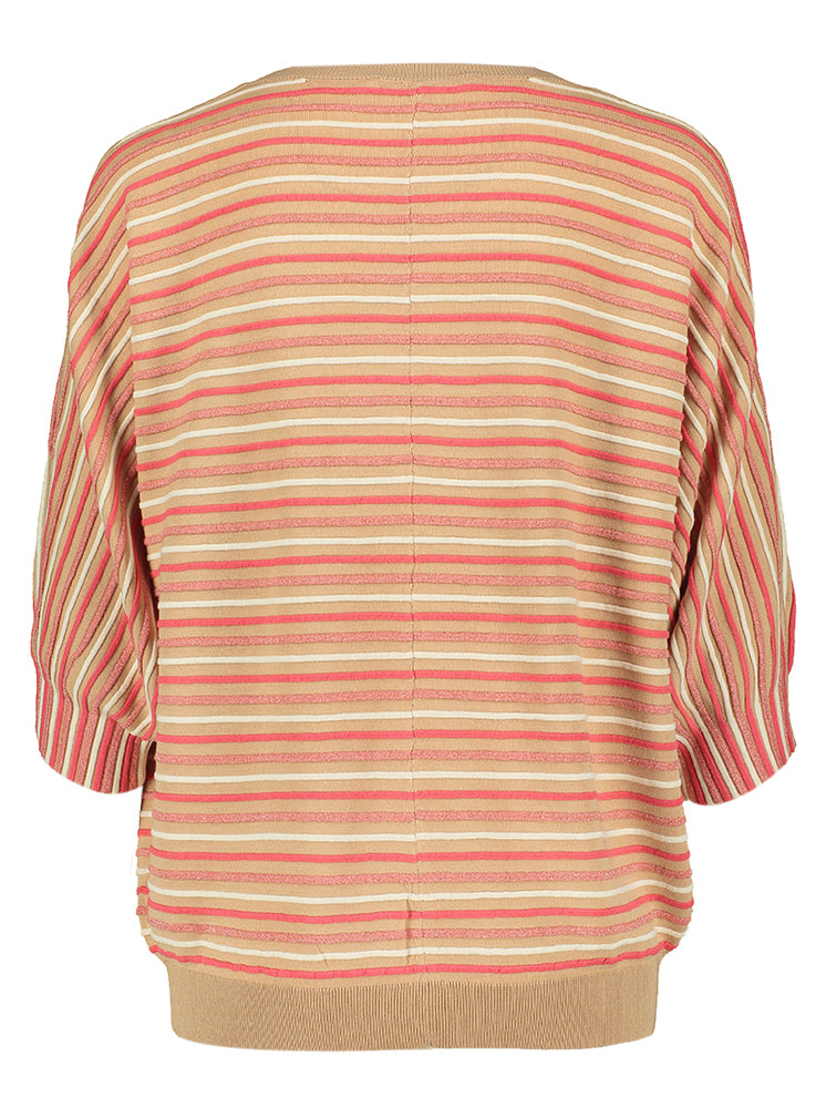 Pull rose saumon à rayures multicolores Gaboni Xandres