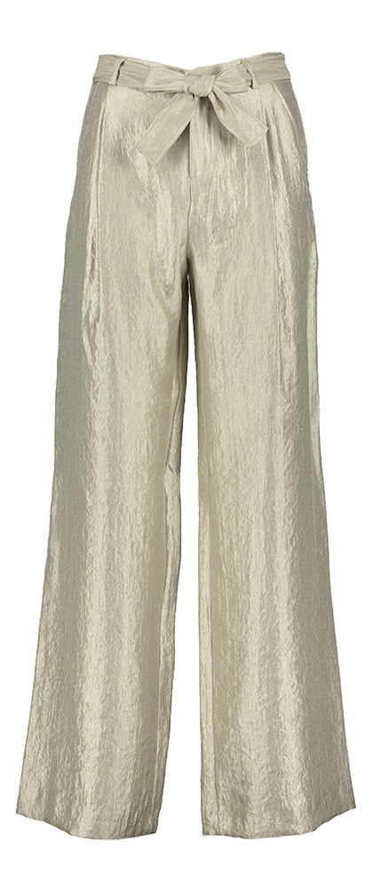 Taupe kleurige glanzende wijde broek met bandplooi Parmis Xandres