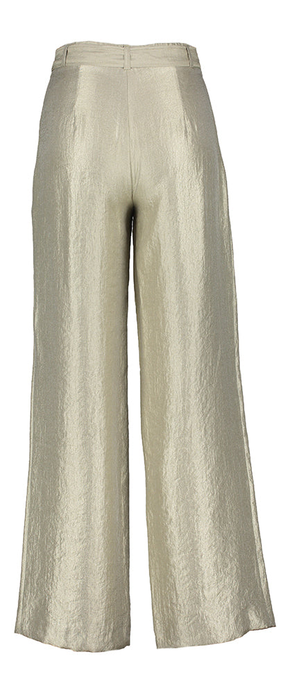 Taupe kleurige glanzende wijde broek met bandplooi Parmis Xandres
