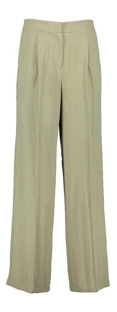 Kaki wijde broek met bandplooi Selected