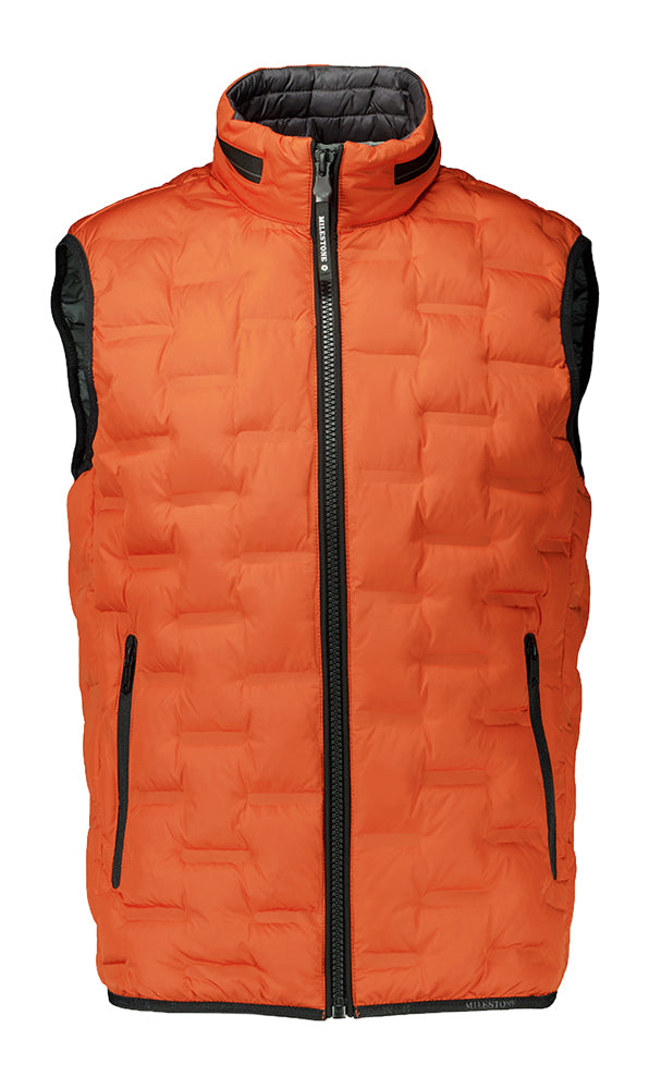 Gilet sans manches orange matelassé avec détails noirs Malcom Milestone
