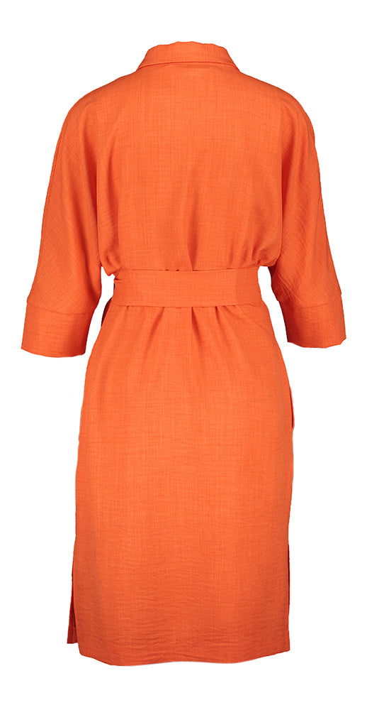 Robe orange fluide avec ruban et poches pour elle