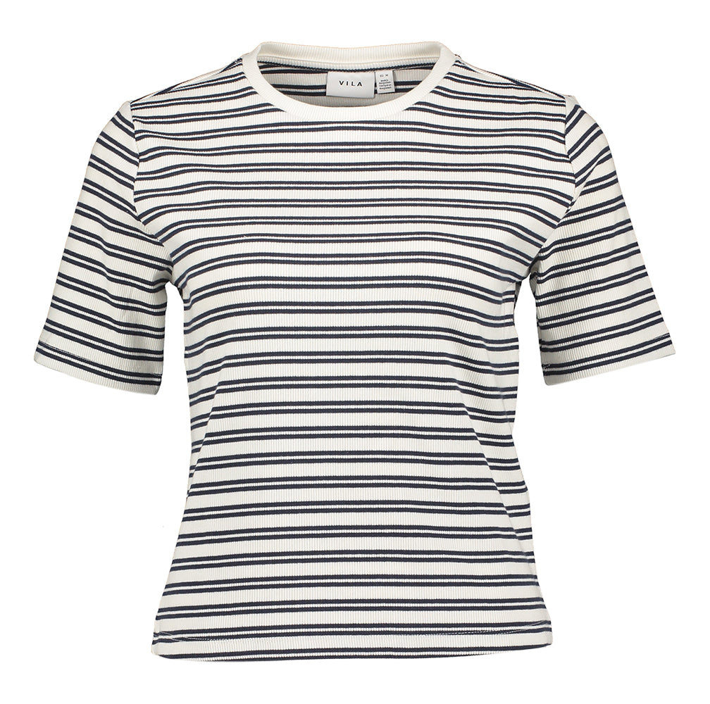 Navy /snow white t-shirt met strepen Vila