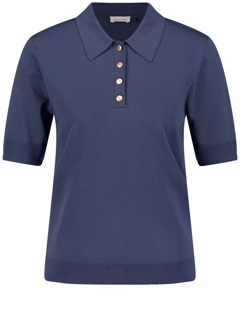 Pull Gerry Weber bleu indigo foncé à col