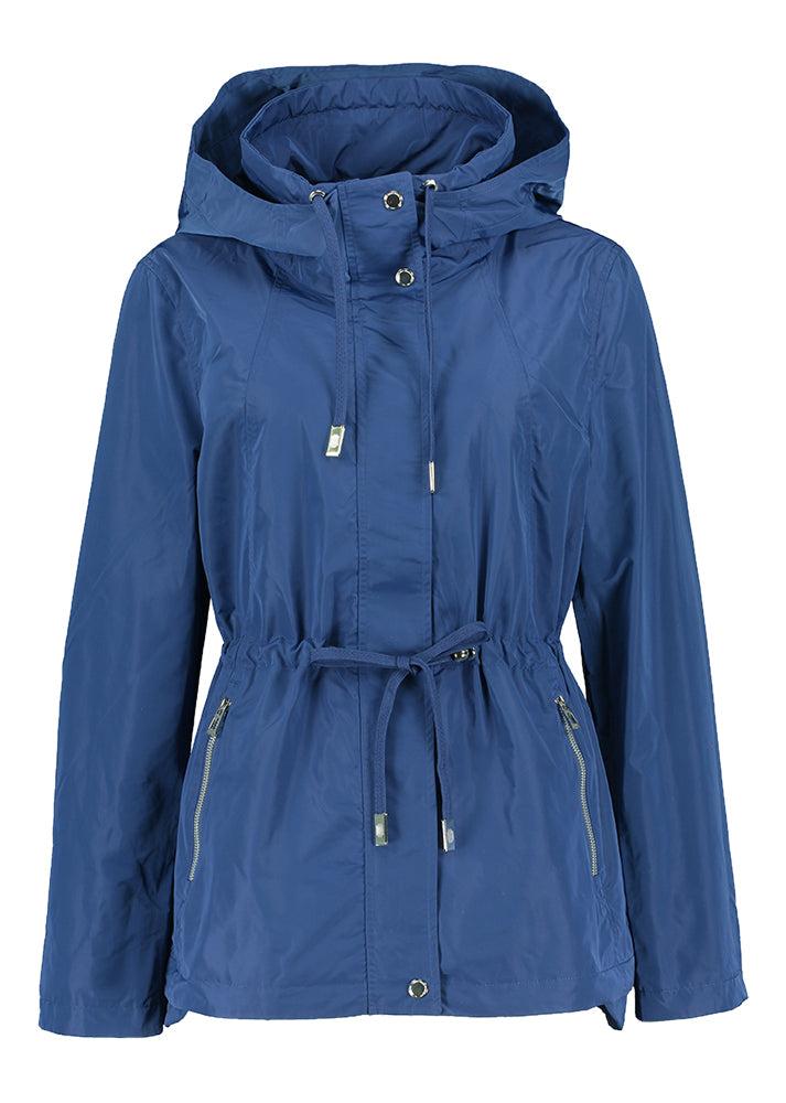 Electric blue zomerjas met rits en kap Gerry Weber