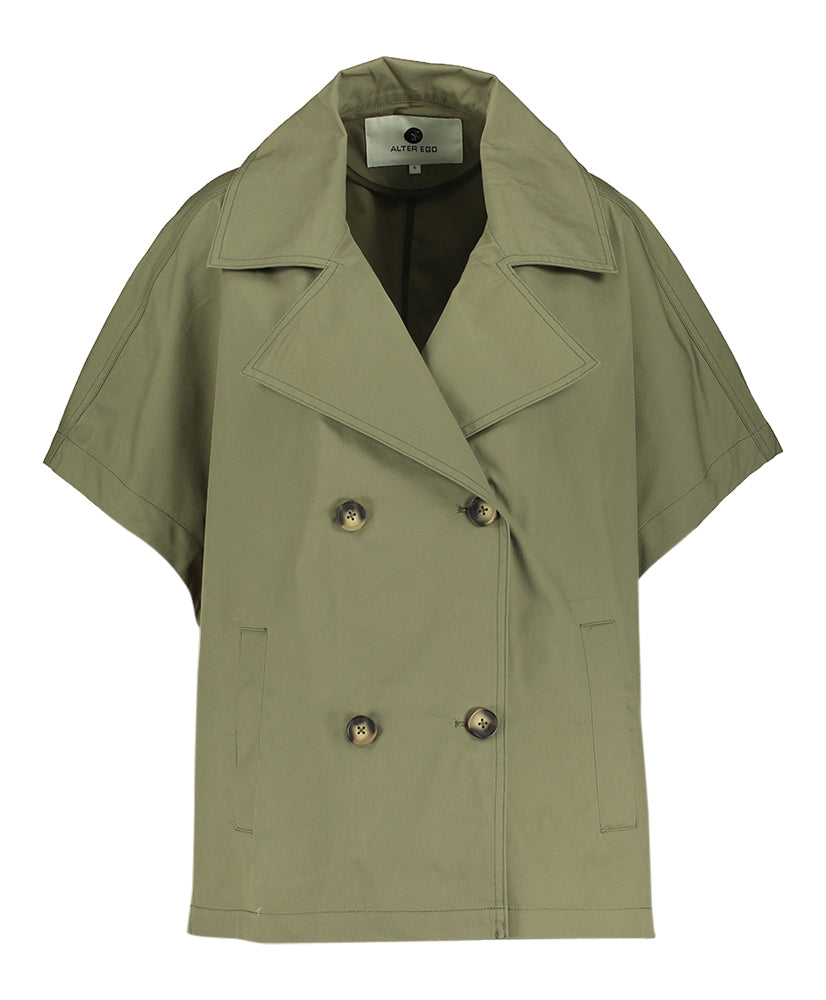 Kaki groene oversized mouwloze trenchcoat Elin Alter Ego