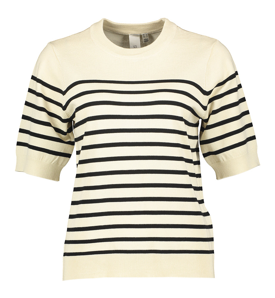 Pull beige à rayures noires Yaslena YAS