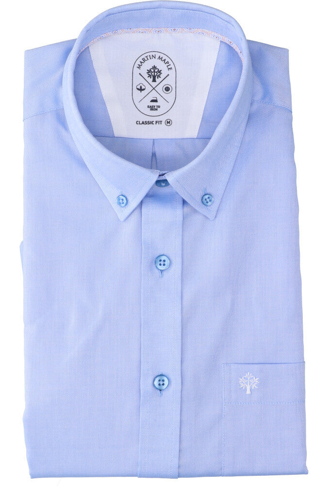 Chemise en coton bleu clair (coupe classique) à manches courtes Martin Maple