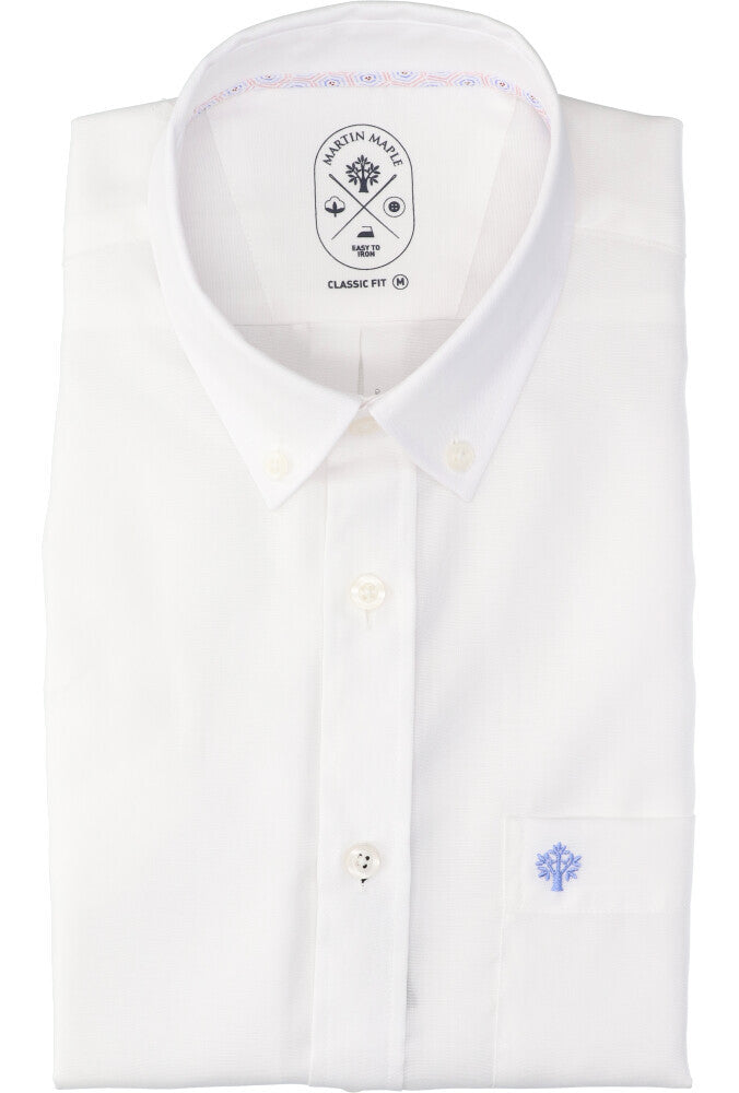 Chemise en coton blanc à ourlet (coupe classique) et manches courtes Martin Maple