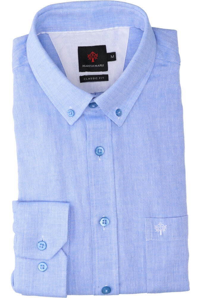 Chemise en coton bleu clair (coupe classique) à manches longues Martin Mapple