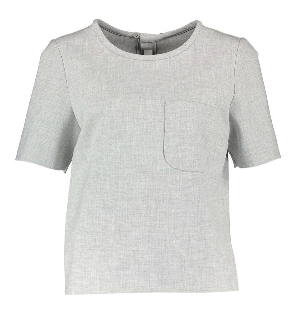 Chemisier gris clair à col rond et manches trois-quarts Bellada Furore