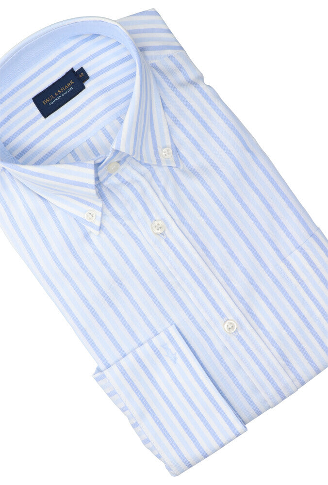 Chemise blanche en coton (coupe classique) à rayures Paul &amp; Shark