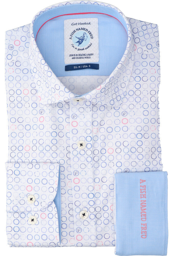 Chemise en coton Circle (coupe classique) imprimée à manches longues « Un poisson nommé Fred »