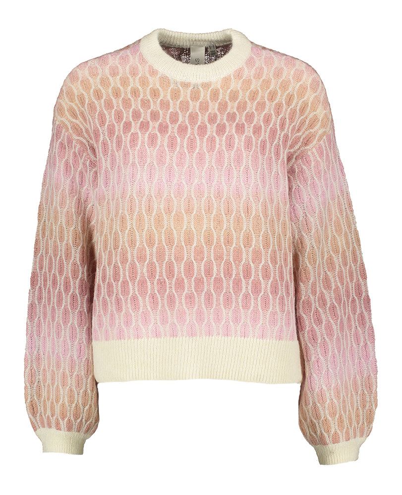 Roze gebreide trui met print Yasspace Y.A.S