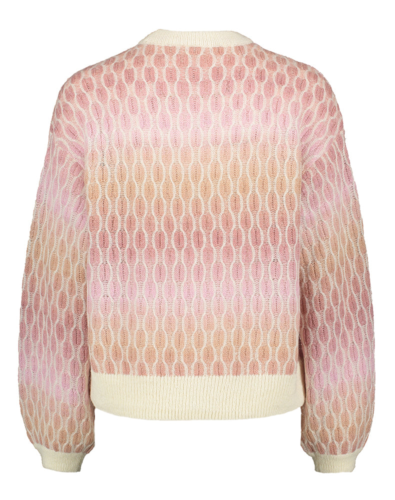 Roze gebreide trui met print Yasspace Y.A.S
