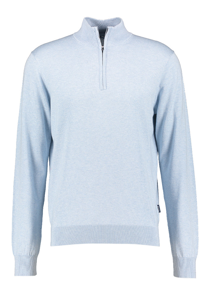 Pull bleu clair à fermeture éclair courte Faconnable