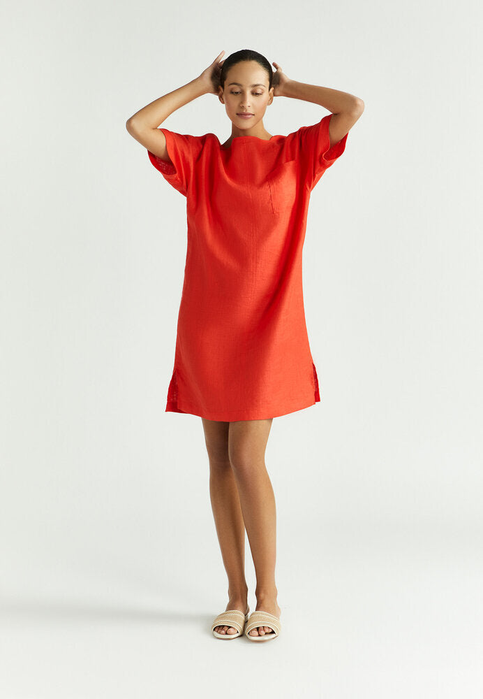 Robe rouge ample en lin Katryn Xandres