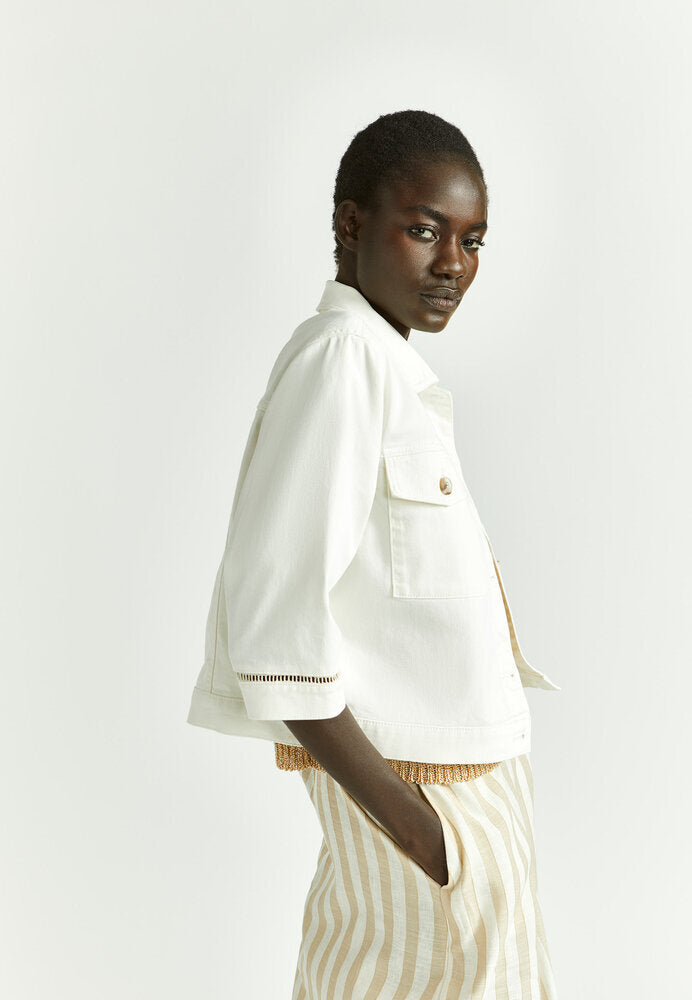 Beige kort jeans jasje Xandres