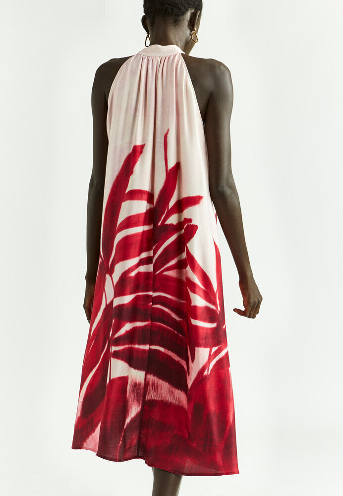 Robe rose ample à imprimé floral rouge Kobano Xandres
