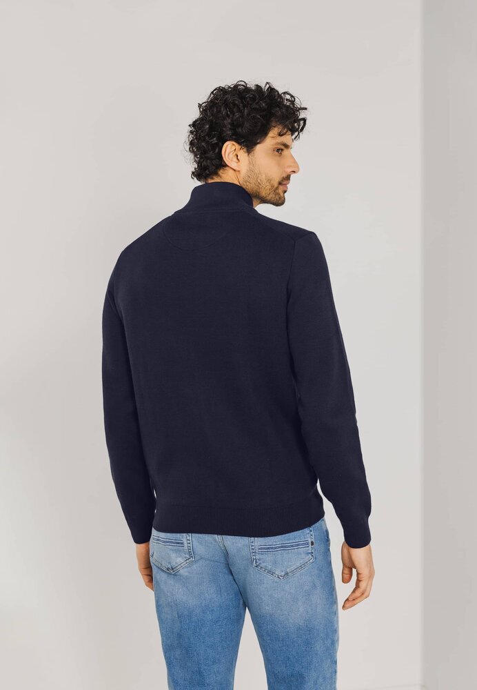 Gilet bleu foncé avec fermeture éclair à la pointe de la technologie