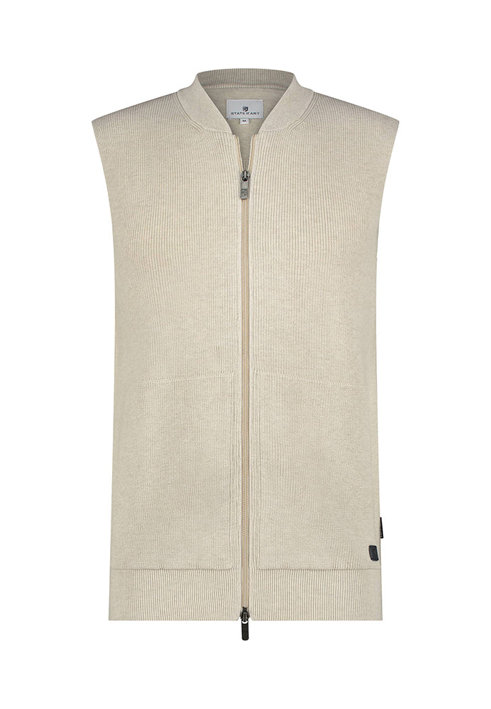 Gilet beige sans manches avec fermeture éclair intégrale, à la pointe de la technologie
