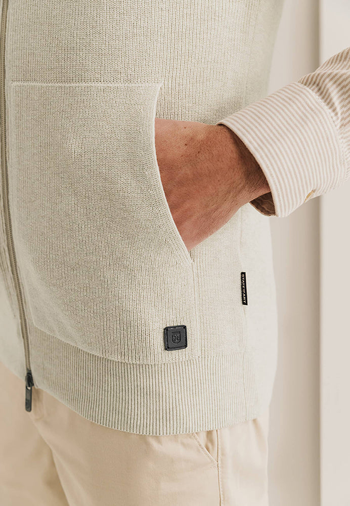 Gilet beige sans manches avec fermeture éclair intégrale, à la pointe de la technologie