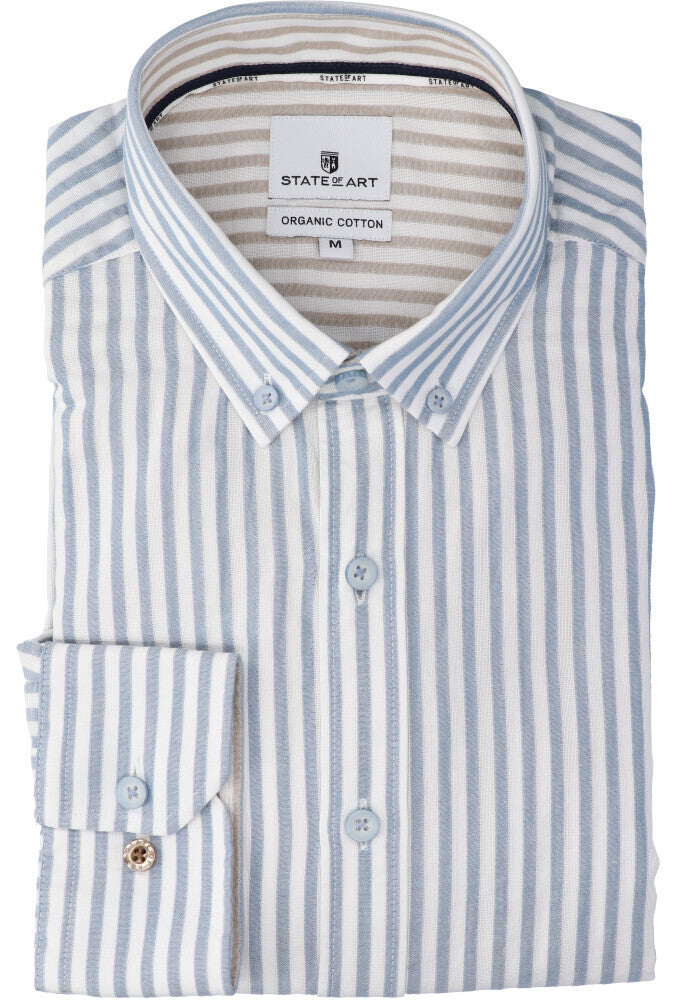 Chemise à rayures bleues (coupe classique) à manches longues State Of Art