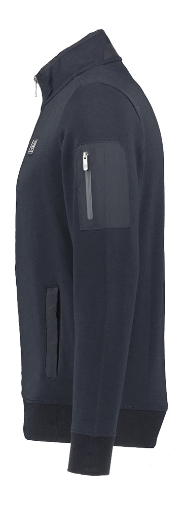 Gilet bleu foncé avec fermeture éclair à la pointe de la technologie