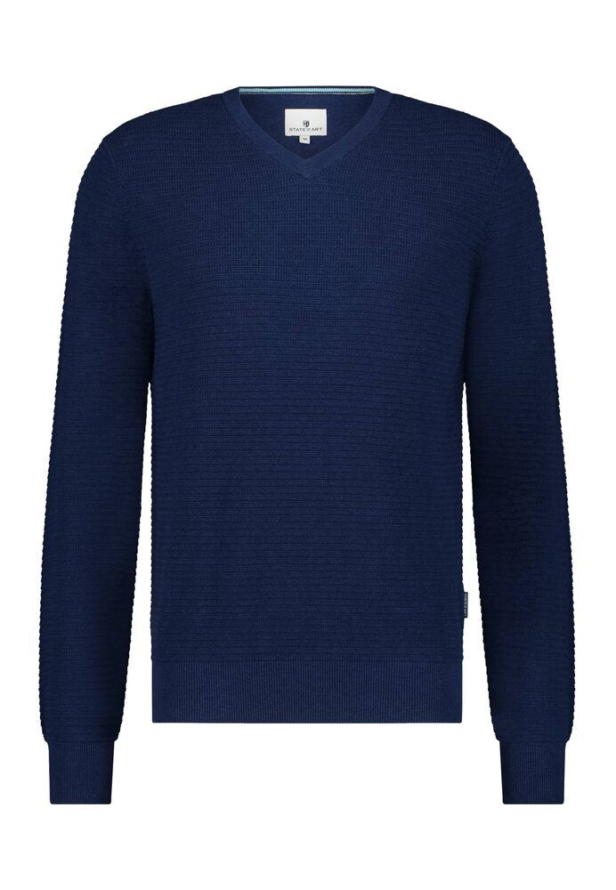 Pull bleu foncé à col rond, état de l'art