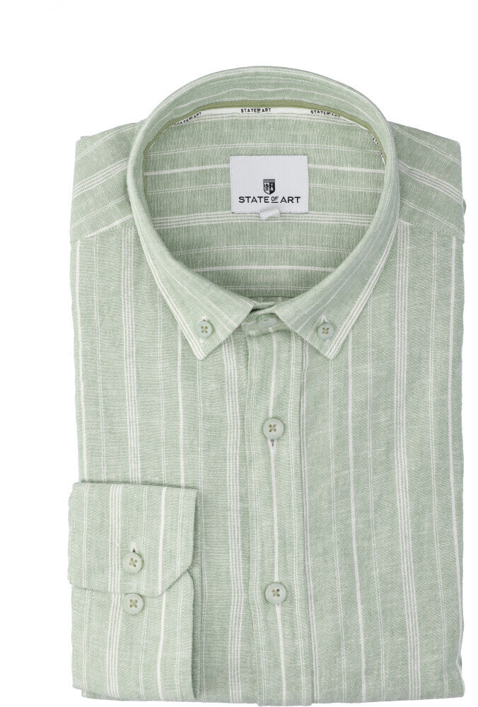 Groen gestreept hemd ( regular fit ) met lange mouwen