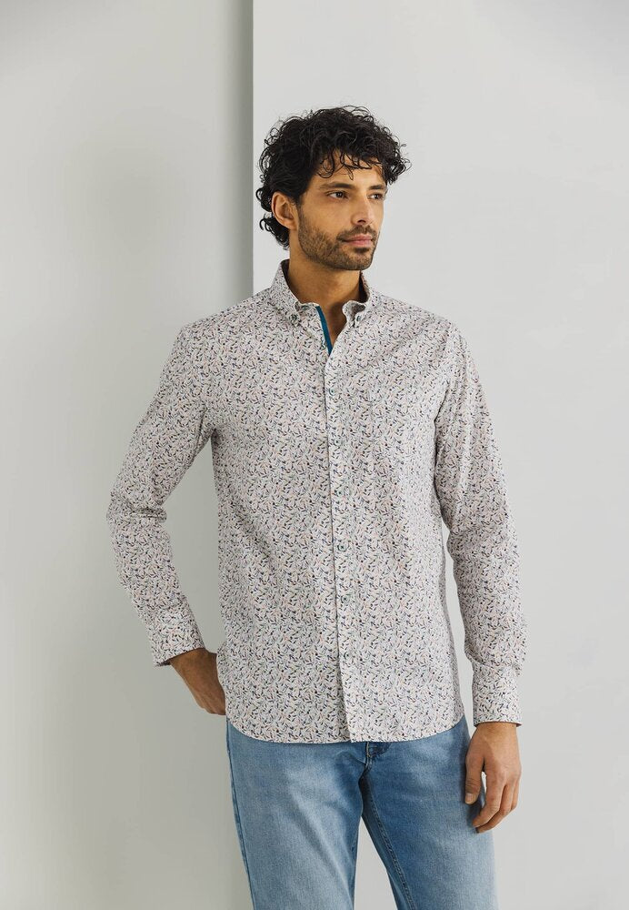 Chemise en coton (coupe classique) imprimée à manches longues State Of Art