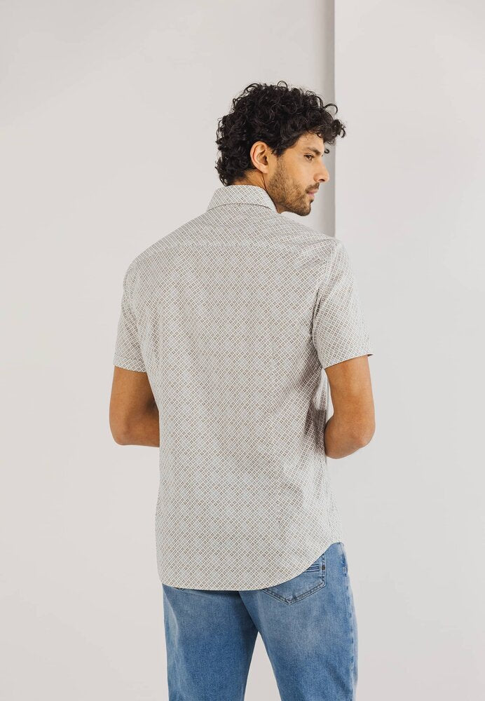 Chemise en coton imprimé (coupe classique) à manches courtes State Of Art