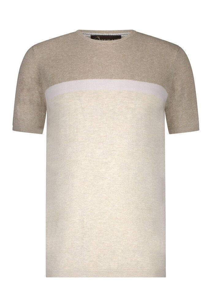 Beige gestreepte trui met korte mouwen State Of Art