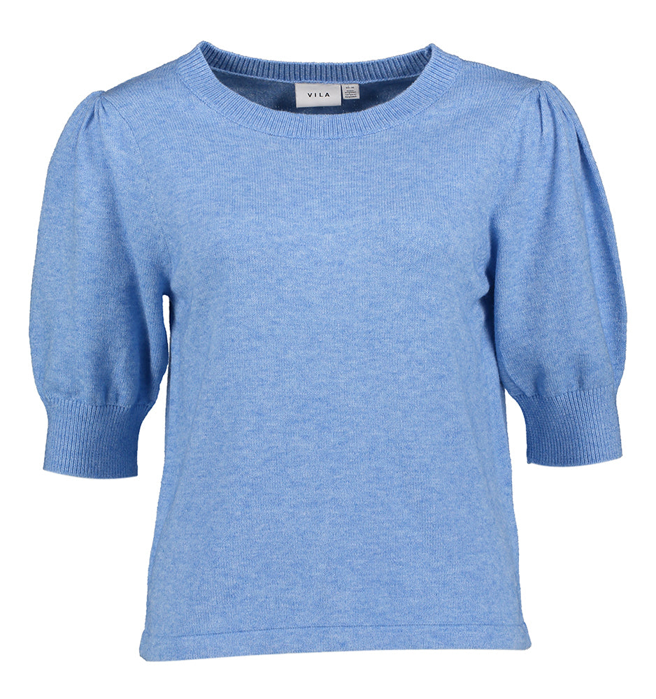 Pull Vila bleu clair chiné, manches bouffantes