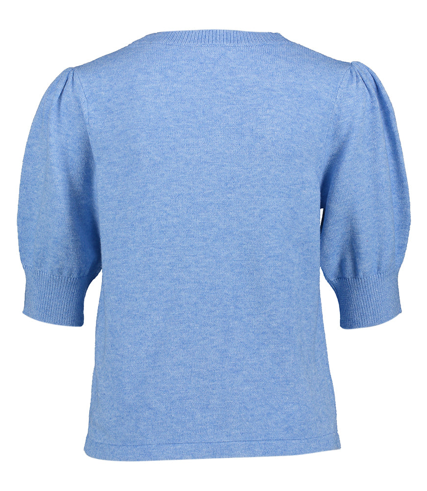 Pull Vila bleu clair chiné, manches bouffantes