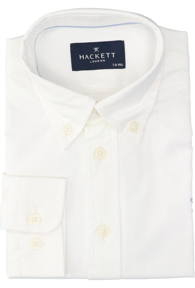 Chemise en coton blanc (coupe classique) à manches longues Hackett