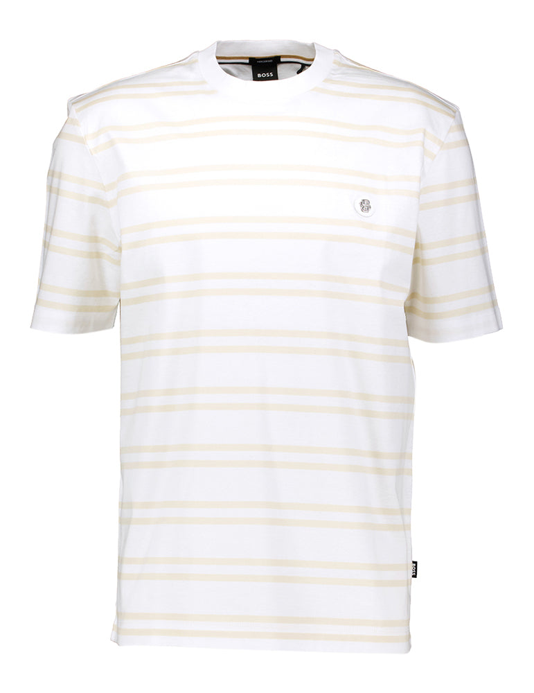 T-shirt à manches courtes rayé naturel Hugo Boss