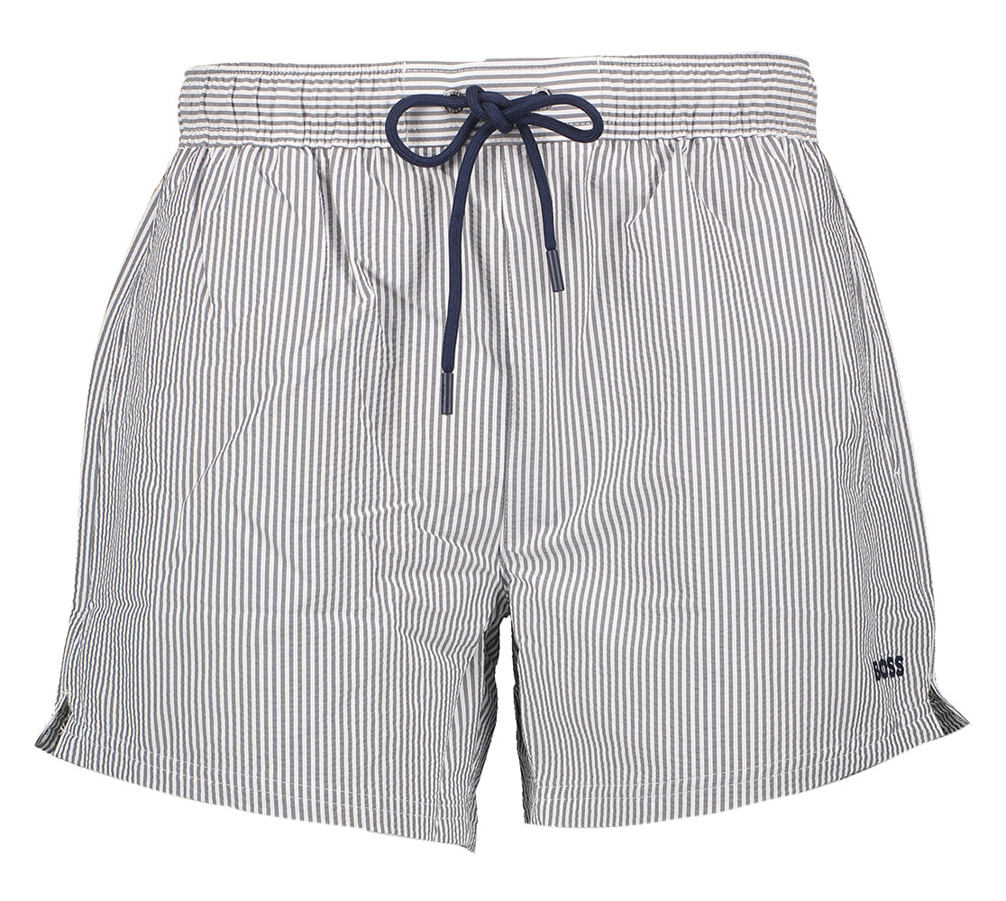 Short de bain rayé bleu et blanc Boss Black