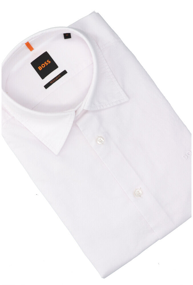 Wit linnen hemd (regular fit) met lange mouwen Hugo Boss