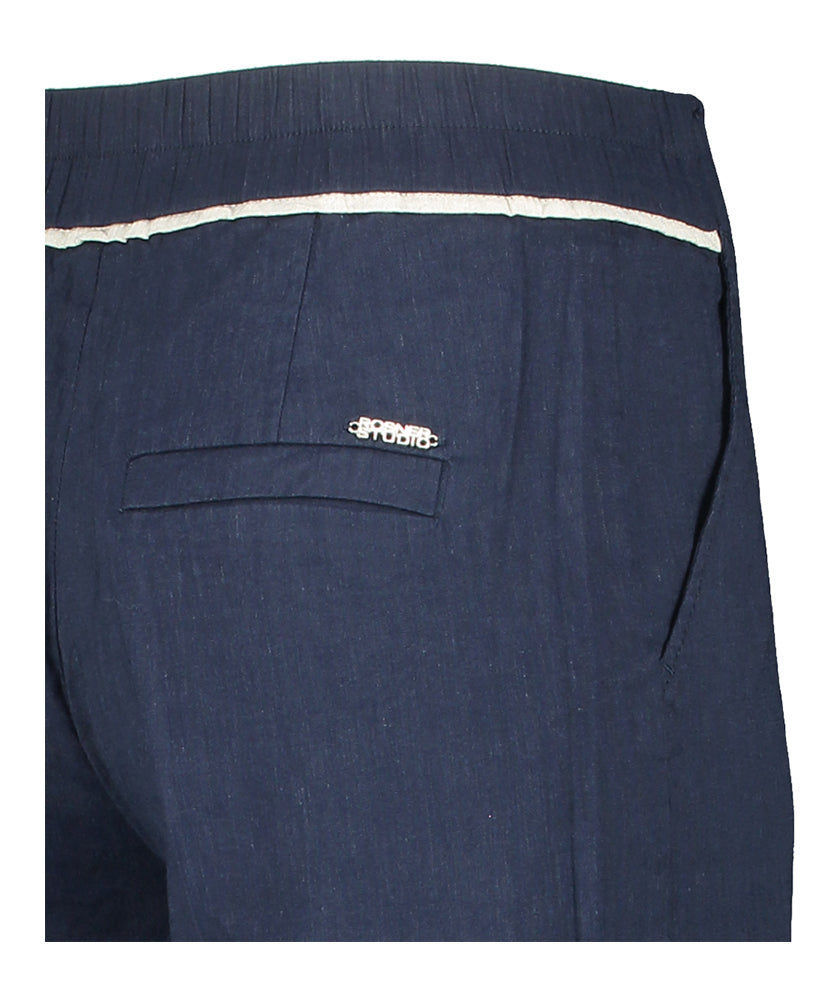 Pantalon large en lin bleu foncé Mara Wide Leg Rosner