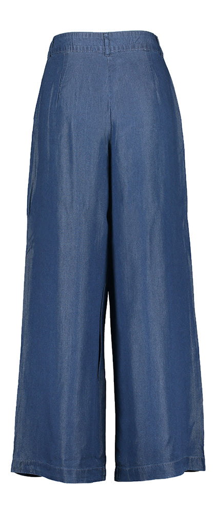 Donkerblauwe wijde broek in jeans look Janna Selected