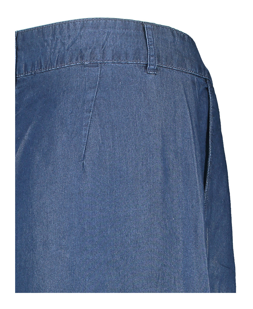 Donkerblauwe wijde broek in jeans look Janna Selected