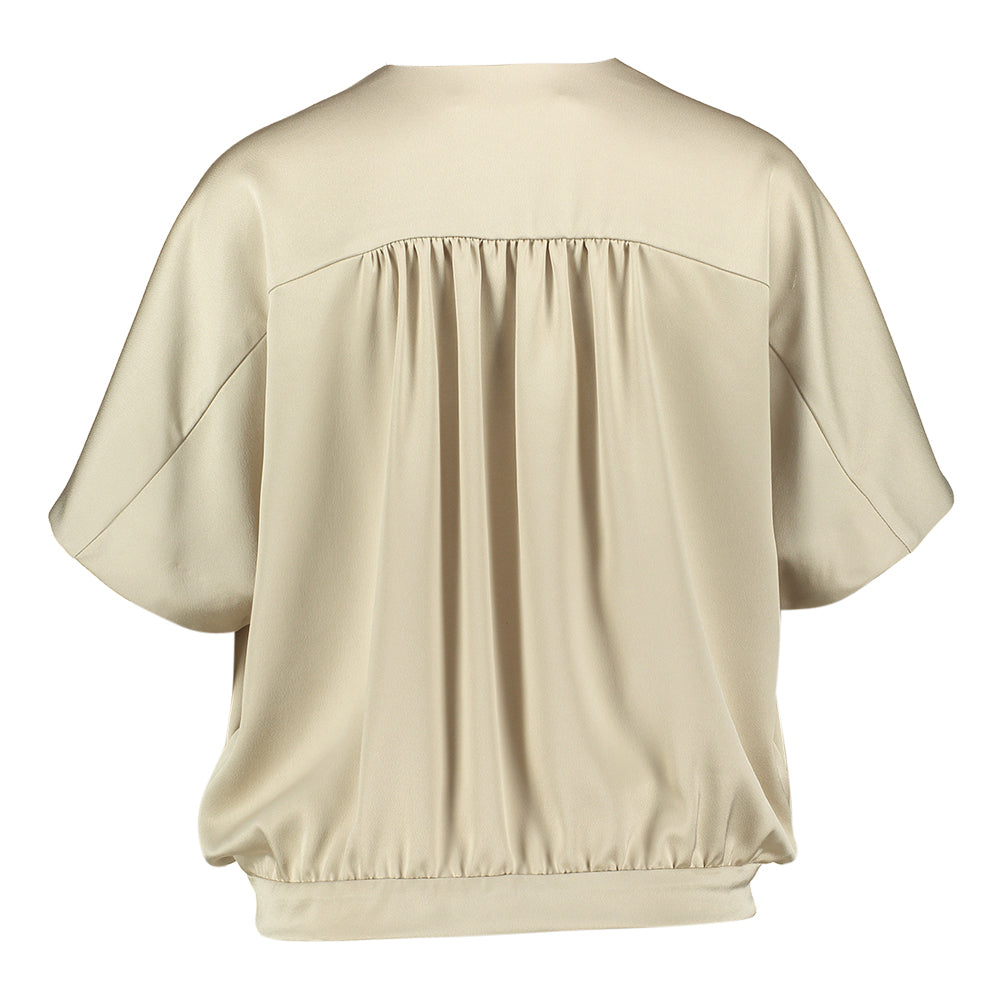 Taupe gilet met lint Hilaine Xandres