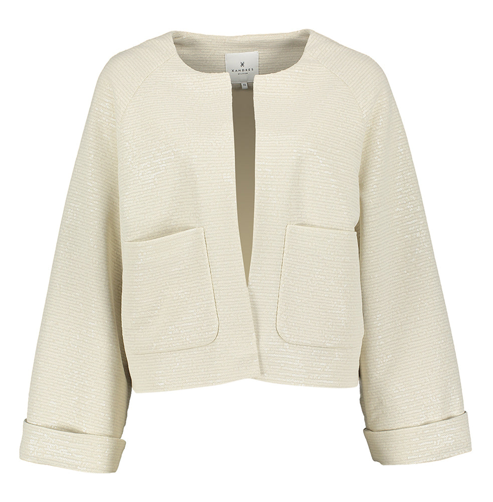 Ecru geklede vest met pailetten Boba Xandres