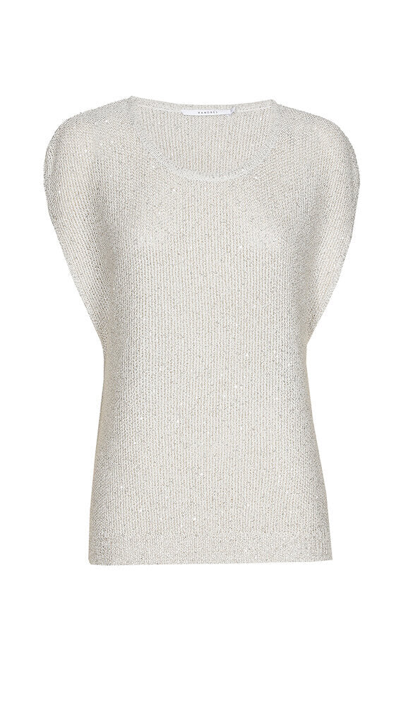 Pull taupe clair à paillettes Imara Xandres